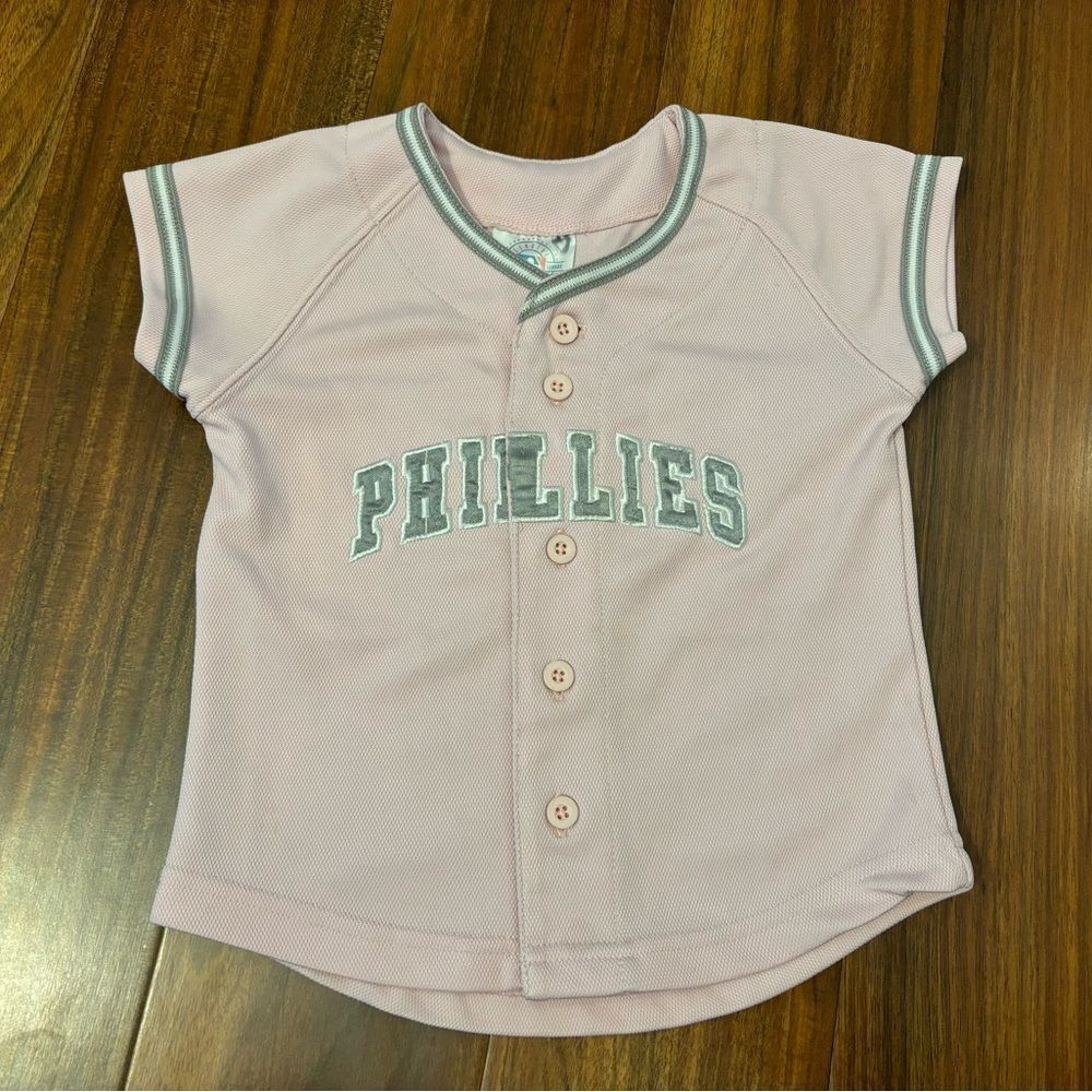 Philadelphia Phillies light pink embroidered short sleeve girls jersey